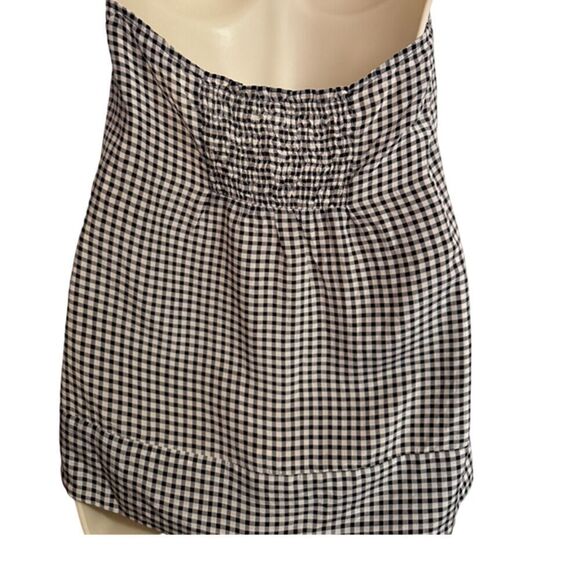 BCBGMaxzazira White & Black Checkered Plaid Silk Halter Rockabilly Top Size S - Picture 9 of 13